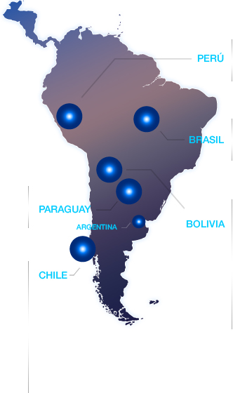 Mapa de destinos de exportaciones de SATESA